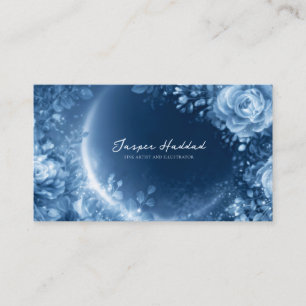 Cartão De Visita Rosa Azul Etérea Floral Glowing Noturna Cósmica