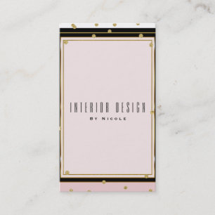 Cartão De Visita Rosa Bege Dourado Confete Moderno Elegante