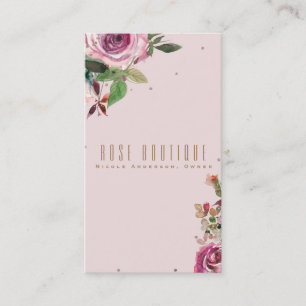 Cartão De Visita Rosa Bege Rose Dourado Floral Moderno Chic Elegant