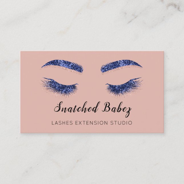 Cartão De Visita Rosa Blush Microblading Makeup Eyelash Glitter (Frente)