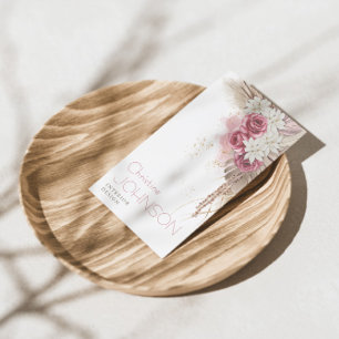 Cartão De Visita Rosa Boho Bohemian Chic