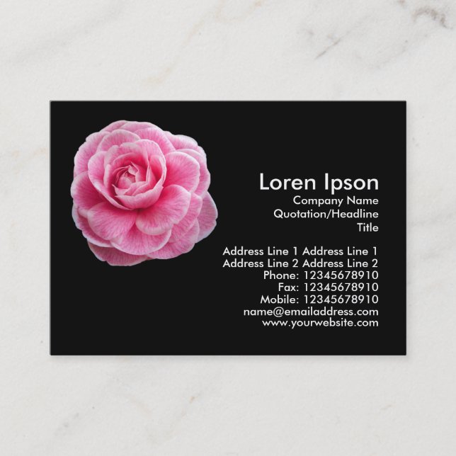 Cartão De Visita Rosa Camelia 2 - Preto (Frente)