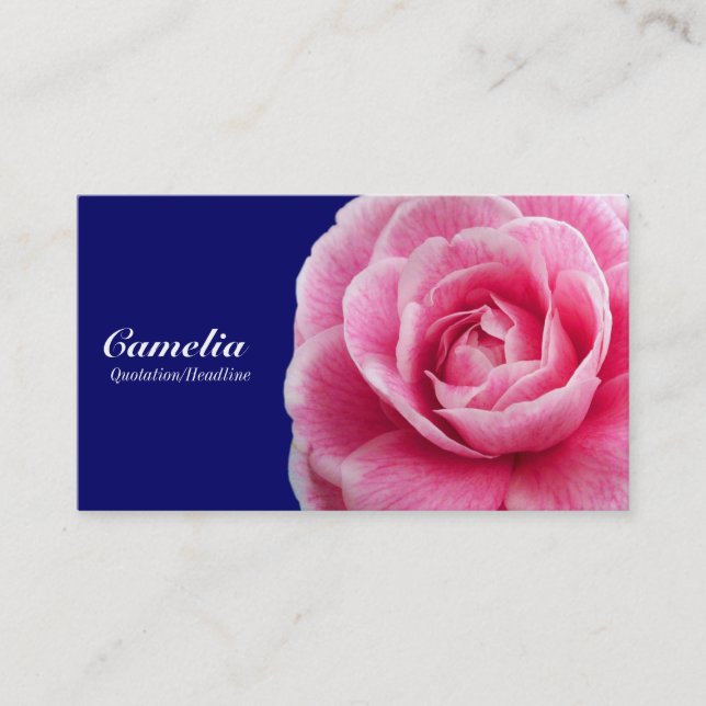 Cartão De Visita Rosa Camelia II - Marinho Azul 000066 (Frente)