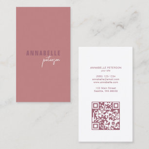 Cartão De Visita Rosa com empoeiramento mínimo de código QR profiss