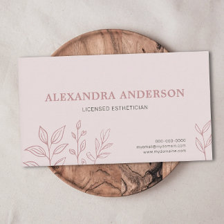Cartão De Visita Rosa Corado Esteticista Elegante