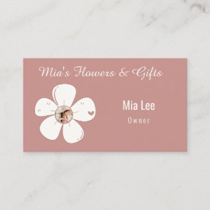 Cartão De Visita Rosa Corado Floral   Loja de Flores Personalizada 