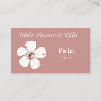 Cartão De Visita Rosa Corado Floral | Loja de Flores Personalizada