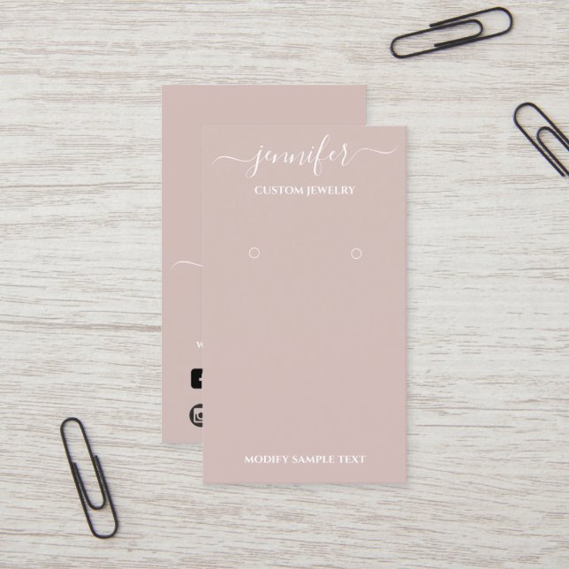 Cartão De Visita Rosa da placa de joalharia feita à mão (Frente/Verso In Situ)