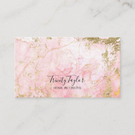 Cartão De Visita Rosa de Aquarela Quartz & Faux Gold Foil