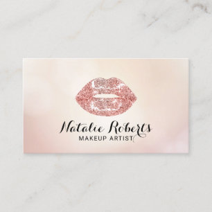 Cartão De Visita Rosa de Artista de Makeup Lábios Brilhantes Doura
