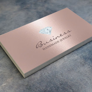 Cartão De Visita Rosa de Blush de Diamante de Joalharia Feita à M