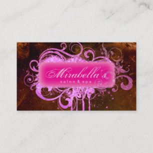 Cartão De Visita Rosa de Brown dos termas do salão de beleza do