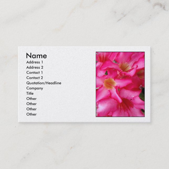 Cartão De Visita Rosa de deserto (Frente)