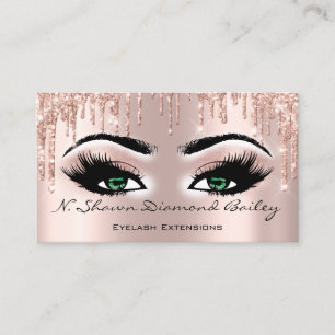 Cartão De Visita Rosa de Dissipadores de Brilho de Olhos Verdes