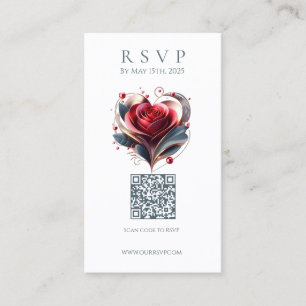 Cartão De Visita Rosa de Forma Coração de Código QR de RSVP de Casa