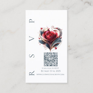 Cartão De Visita Rosa de Forma Coração de Código QR de RSVP de Casa