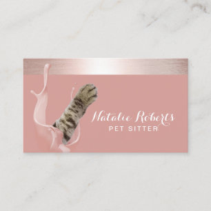 Cartão De Visita Rosa De Gato De Pet Sentado De Gato Bonito De Dour