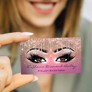 Cartão De Visita Rosa de Makeup Artista Brown Eyelash gotas de ombr