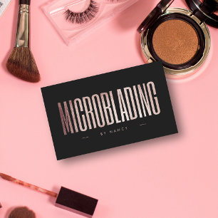 Cartão De Visita Rosa de microborda com brilho Dourado