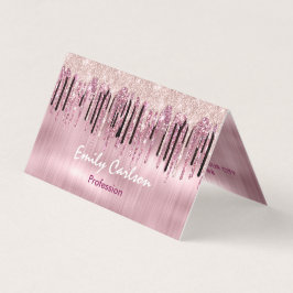 Cartão De Visita Rosa de microfone pingando rosa