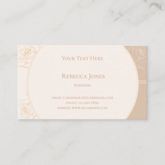 Cartão De Visita Rosa de Monograma de Estrutura de Tópicos Dourada  (Frente)