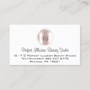 Cartão De Visita Rosa de Monograma dos Serviços do Beauty Studio P
