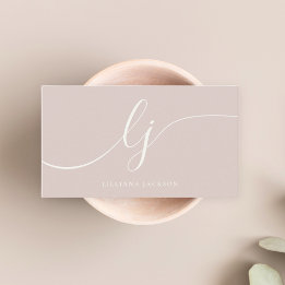 Cartão De Visita Rosa de Monograma Mínimo de Luxo Dourado e Elegant