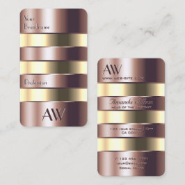 Cartão De Visita Rosa de Nobre Dourado e Amarelo Claro com Iniciais