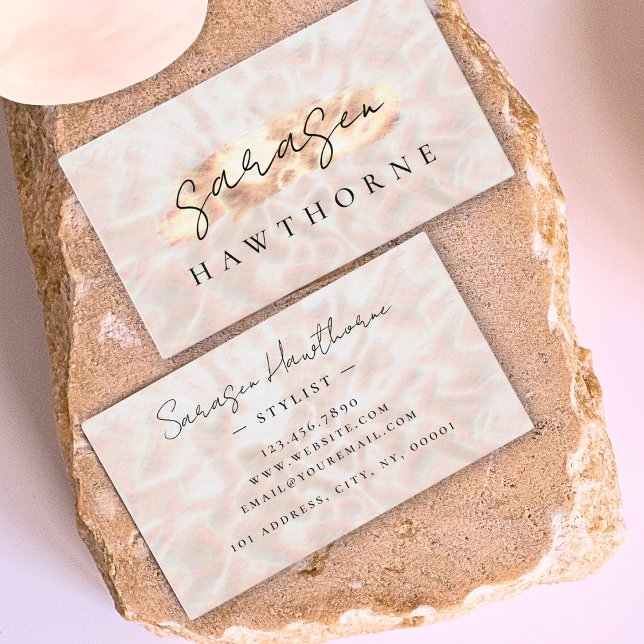 Cartão De Visita Rosa de Óptica Dourada de Escova Traço Luxo (Criador carregado)