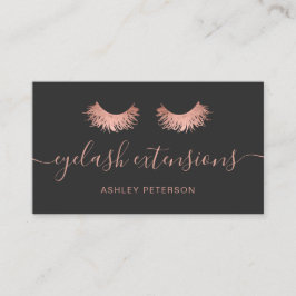 Cartão De Visita Rosa de ouro moderno cônico cílios de moda cinza