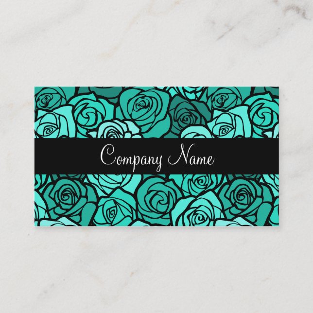 Cartão De Visita Rosa de turquesa de vindima (Frente)