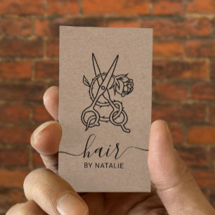 Cartão De Visita Rosa do logotipo da Tesoura Hair Stylist