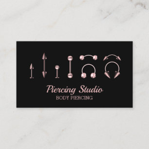 Cartão De Visita Rosa do Piercing Studio Dourado