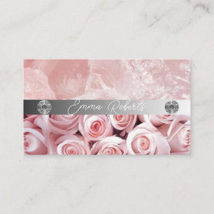 Cartão De Visita Rosa do Traço do Pincel Chic Dourado no Rosa Neutr