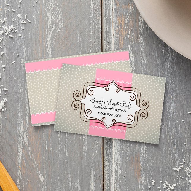 Cartão De Visita Rosa doce e Bolinhas (Sweet Pink and Polka Dots Business Card)