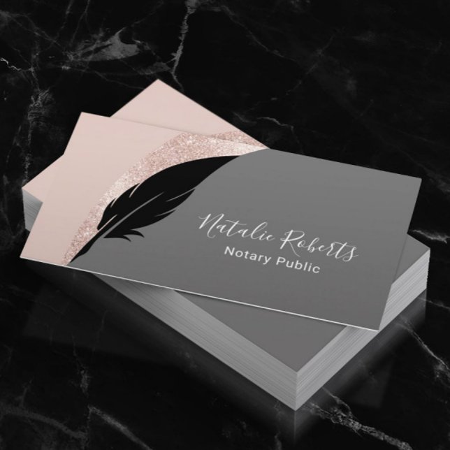 Cartão De Visita Rosa Dourada de Caneta do Agente de Assinatura de  (Criador carregado)