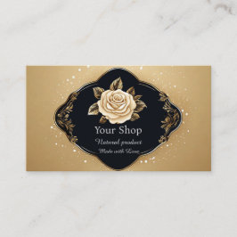 Cartão De Visita Rosa Dourada Floral Elegante