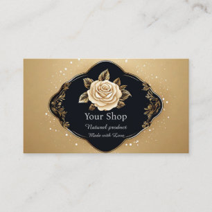 Cartão De Visita Rosa Dourada Floral Elegante