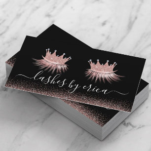 Cartão De Visita Rosa Dourada Glitter Crown Eyelash Diva Lashes Sal