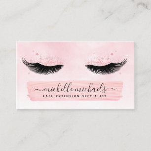 Cartão De Visita Rosa Dourada Lashes OcularesLashesLâmpadasDepois 