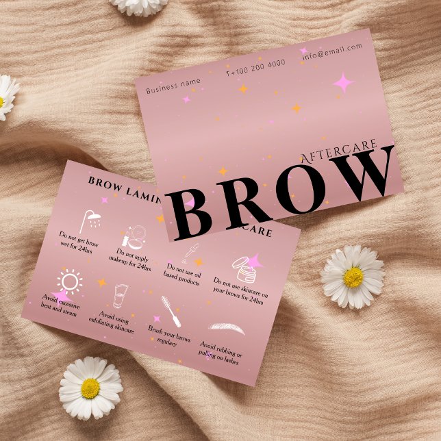 Cartão De Visita Rosa Dourado após instrução do medidor (Rose Gold After Care Brow Instruction Business Card)