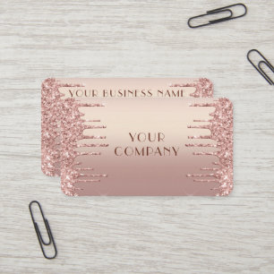 Cartão De Visita Rosa Dourado Blush Glitter Sparkle Drives da empre