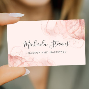 Cartão De Visita Rosa dourado blush rosa elegante script