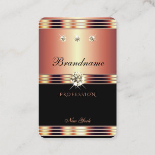 Cartão De Visita Rosa Dourado brilhante, preto com diamantes espuma
