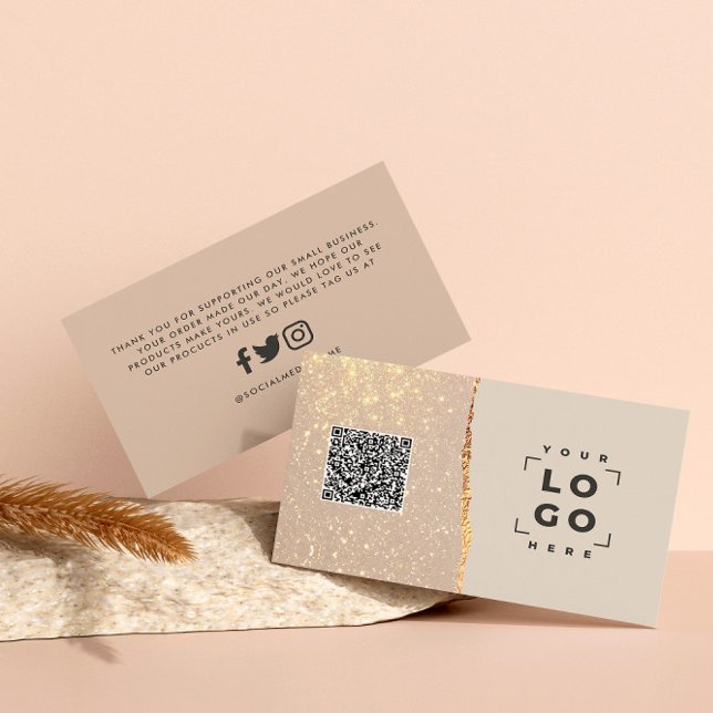 Cartão De Visita Rosa dourado brilho preto rosa obrigado moderno ro (Criador carregado)