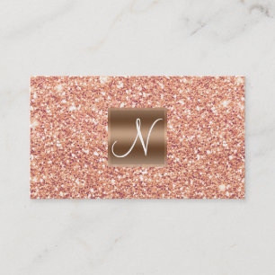 Cartão De Visita Rosa Dourado Brilho Rosa Glitter Chic Glam Glitzy