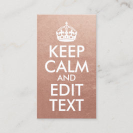 Cartão De Visita Rosa Dourado e branco Manter Calmo e Editar Texto