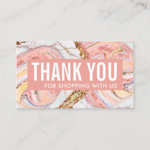 Cartão De Visita Rosa, Dourado e Dourado, Marble Business Obrigado