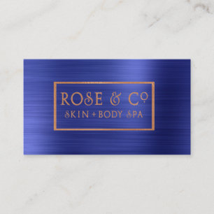 Cartão De Visita Rosa Dourado Espelhamento Emerald Cobalt Azul Quad