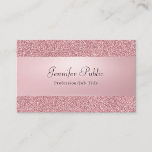 Cartão De Visita Rosa Dourado Glitter Modern Elegant Nome manuscrit